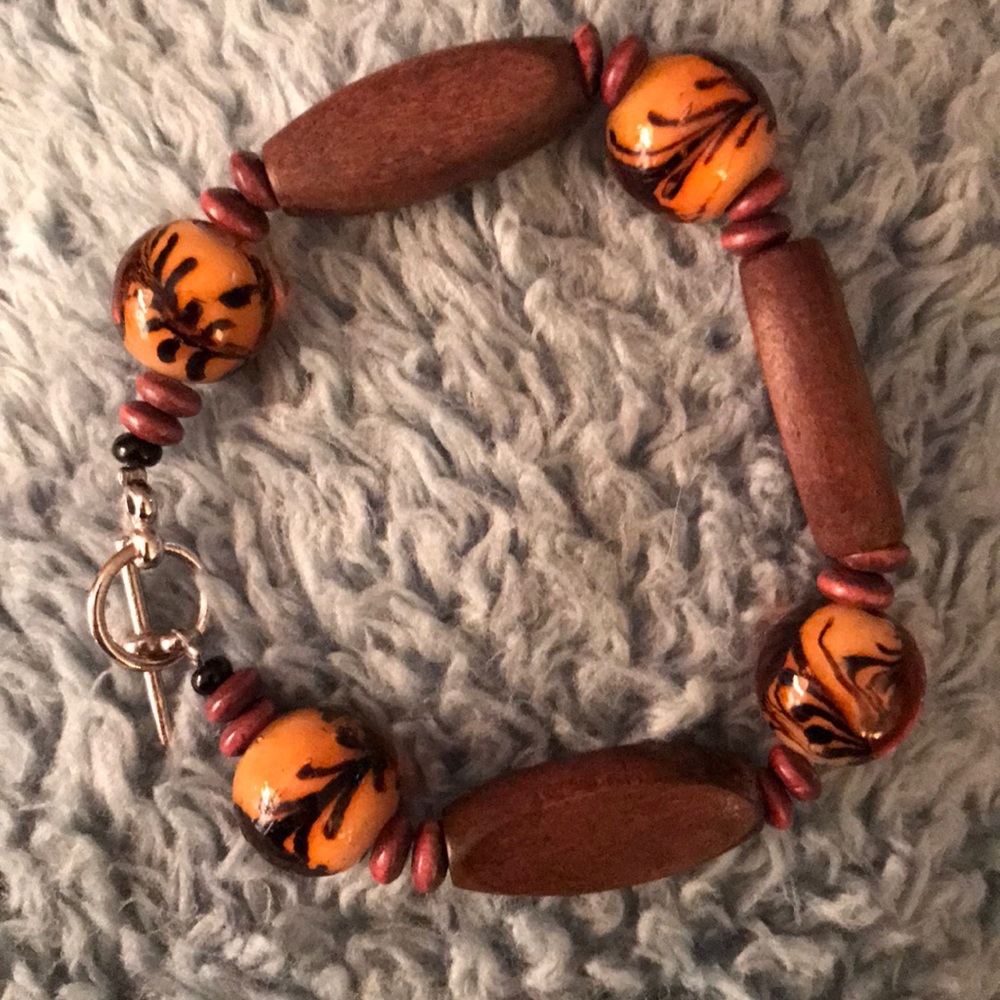 Tribal wooden bead bracelet
